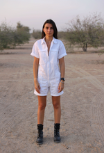 Load image into Gallery viewer, Minimalist White Short Boilersuit - Twooak Atelier